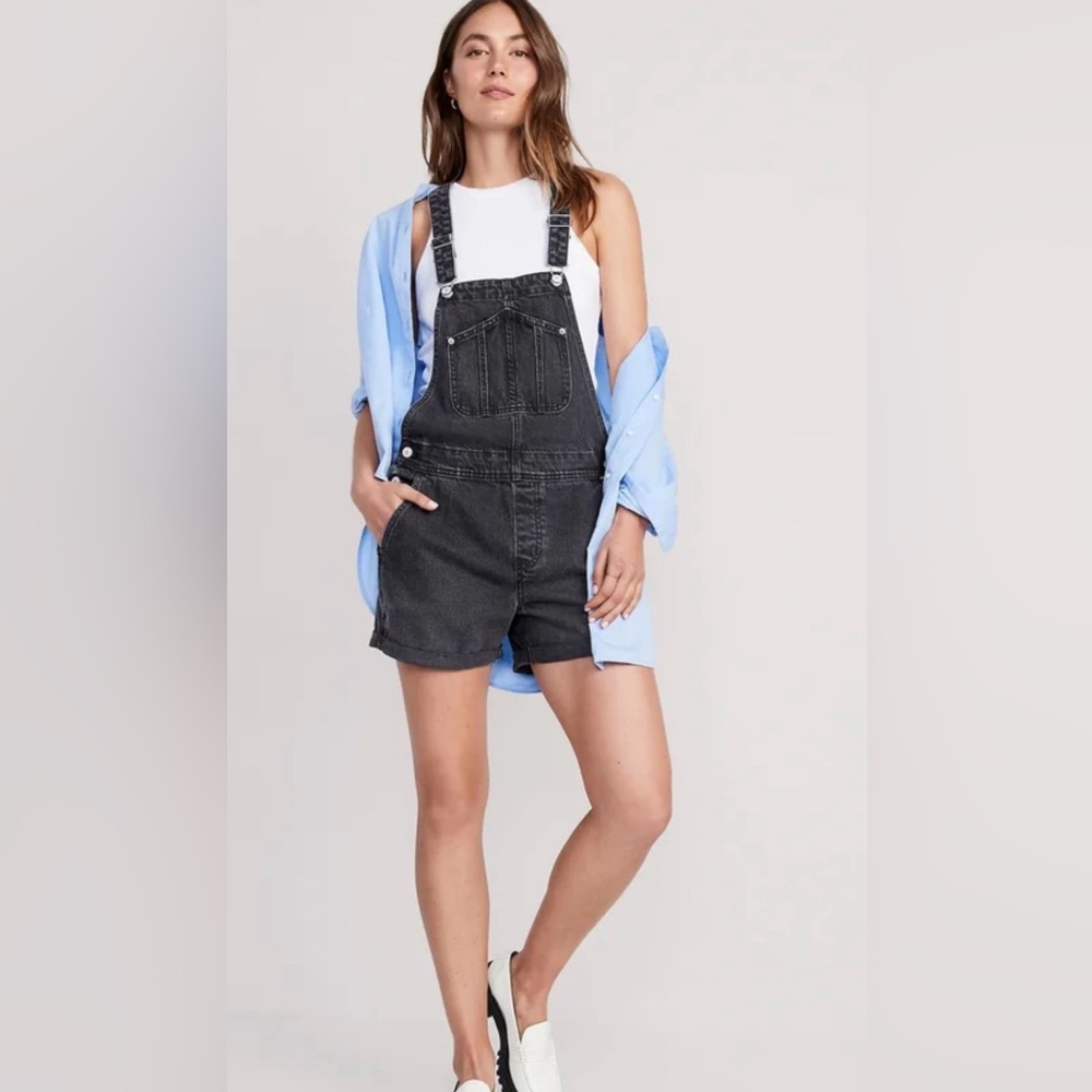 Old Navy Women's Dark Gray Denim Overalls